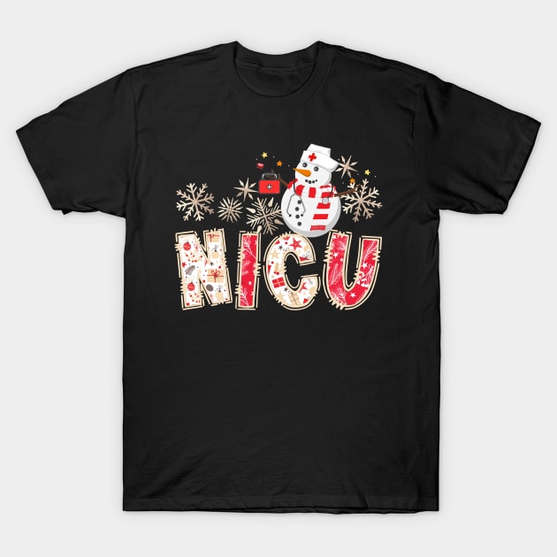 NICU Nurse Christmas Snowman Nurse Life Scrub Top T-Shirt by SilverLake